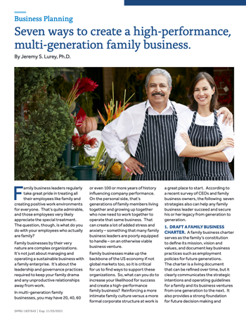 Seven ways to create a high-performance, multi-generation family business